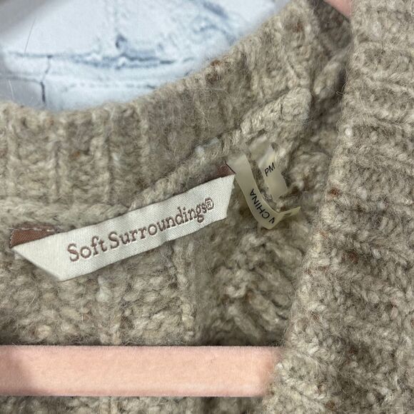 Soft Surroundings Sweater Womens Medium Cable Knit Wool Alpaca Cashmere Tan - Picture 5 of 10